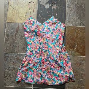 VICTORIAS SECRET: vintage, mini dress, silk, floral, medium